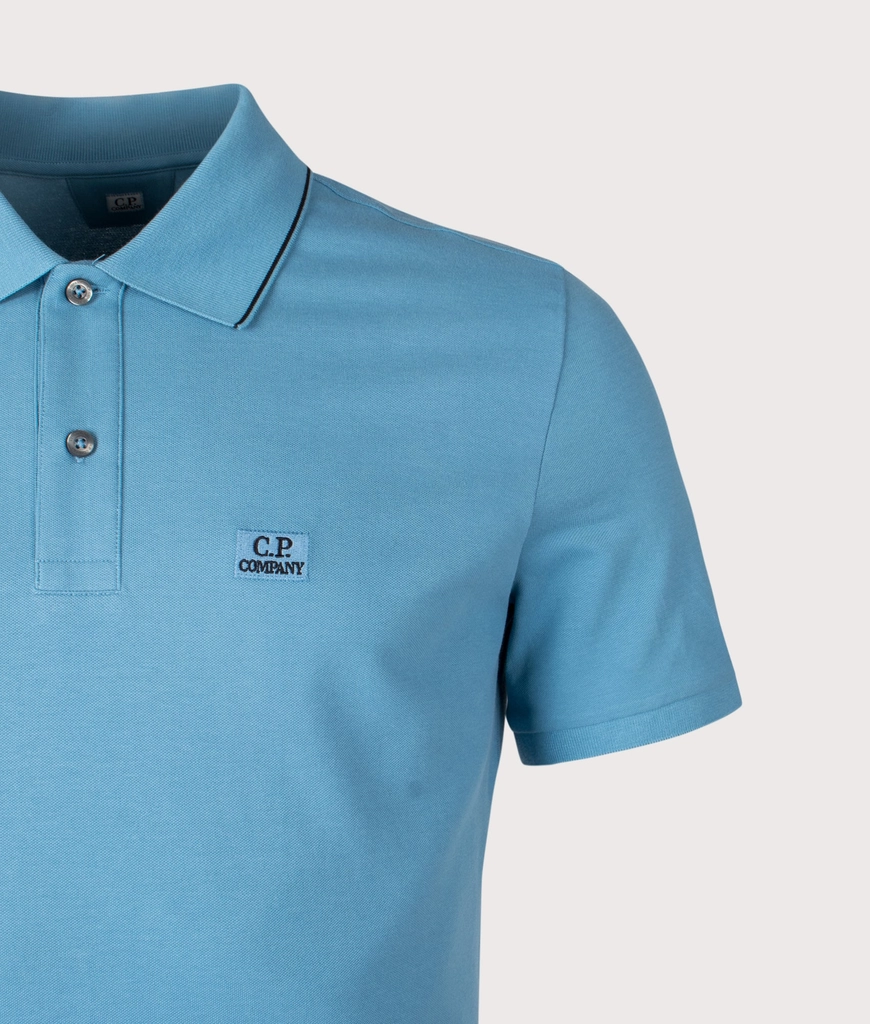 CP Company Mens Stretch Piqué Short Sleeve Striped Collar Polo Shirt